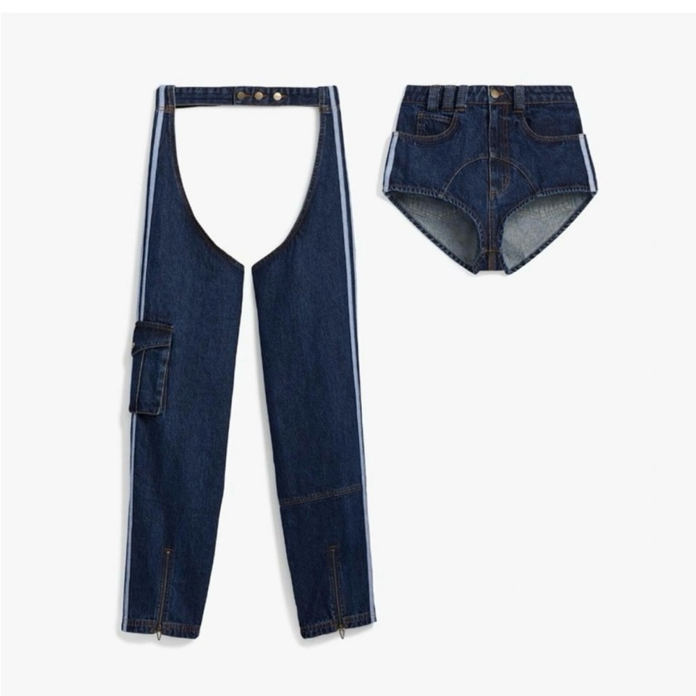 Adidas x Ivy Park Blue Denim Shorts with Chaps NWT